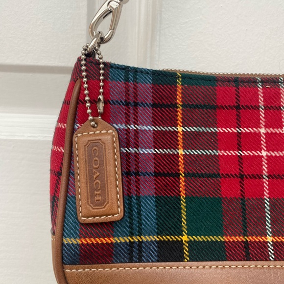 Coach Tartan Plaid Mini Shoulder Bag with Brown Leather Trim - Picture 2 of 9